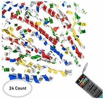 24-Count Multicolor Confetti Party Poppers – Safe Indoor/Outdoor Celebration Favors for Weddings, Birthdays & Events