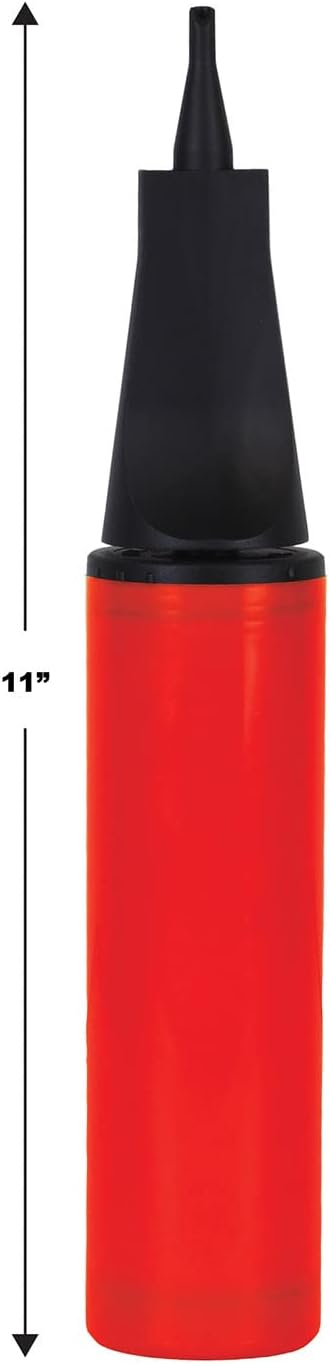 Beistle 2 Piece Plastic Portable Hand-Held Pumps for Balloons and Inflatables at Graduation, Baby Shower, Wedding, Birthday Party Supplies, 11", Red/Black