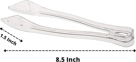 PARTY BARGAINS 8.5″ Clear Plastic Serving Tongs 12-Pack – Heavy-Duty Disposable & Reusable Kitchen Tongs for Parties BBQ Buffet Salad Appetizers Catering