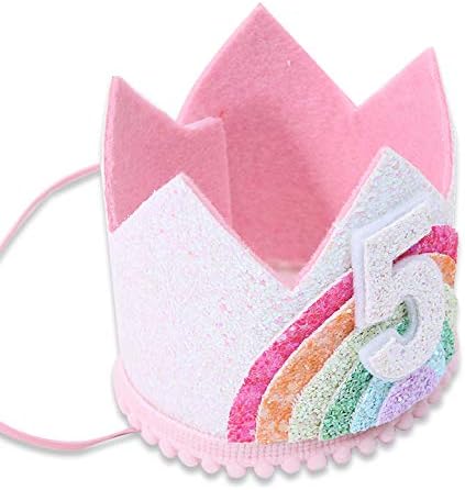 Birthday Rainbow Girl Crown, Birthday Hat for Event Party Supplies,Photo Props