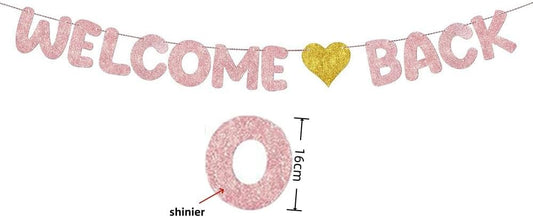 Rose Gold "Welcome Back" Banner Glitter Welcome Back Party Sign Returning Home Teenager Homecoming Home Coming Returning Home Hospital