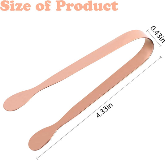 MIDELONG Rose Gold Mini Serving Tongs, Small Sugar Tongs Stainless Steel Ice Tongs Food Tongs Appetizers Tongs Serving Utensils for Party Tea Coffee Bar, Pack of 4