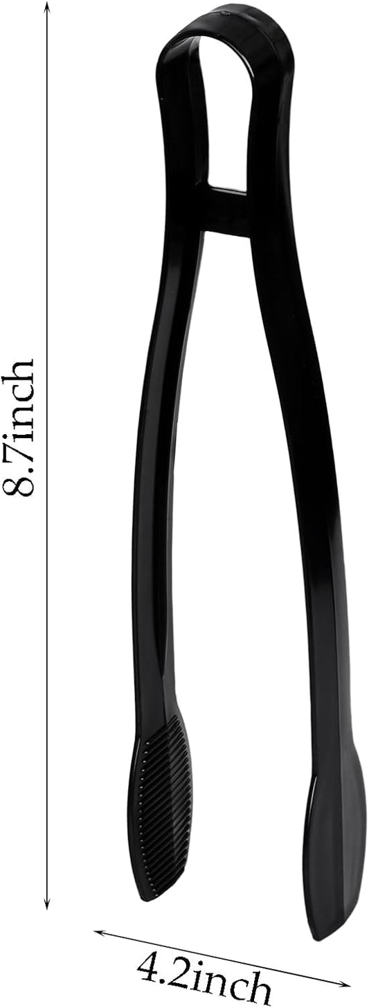 6Pcs Black Plastic Salad Tongs, Kitchen Serving Tongs for Buffets, Catering, Dinner Parties, Banquets, Events, Weddings, 9 Inches (Black)