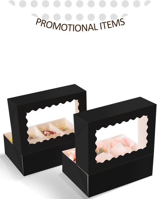 qiqee White 6 Cupcake Boxes with Window Auto-pop up 30 Packs Cupcake Box 9.4"x6.1"x3.3" Bakery Boxes For Cupcakes Carrier, Cupcake Containers