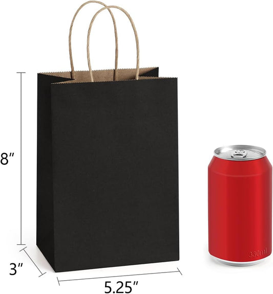 BagDream Gift Bags 100Pcs 5.25x3x8 Small Kraft Paper Gift Bags with Handles Bulk, Brown Paper Sacks for Small Business, Retail, Merchandise, Wedding Birthday Party Favor