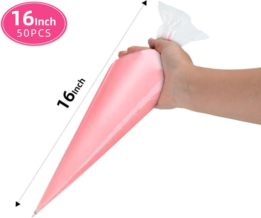16 Inch Piping Bags Disposable, 50 Pcs Large Pastry Bags, Icing Bags, Cake Decorating Bags, Decorating Bags Large Piping Bags, Frosting Bags