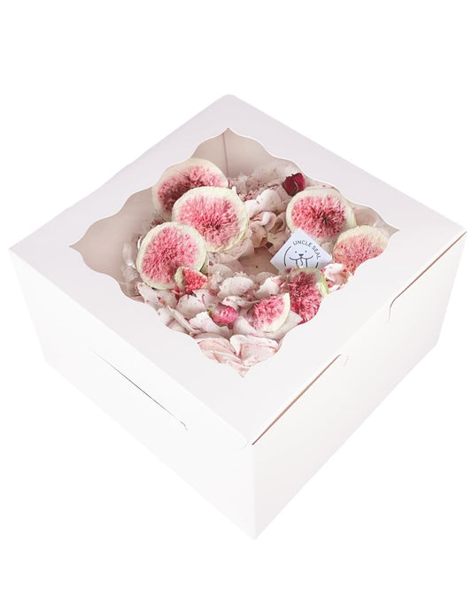 qiqee White 6x6x5 Cake Box, 4 Sets White Cake Box with Window & 4 Sets 6" White Cake Round Boards, 6inch Cake Containers