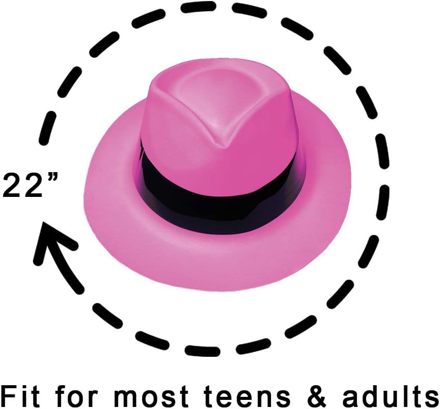 Super Z Outlet 12 Pack Neon Mafia Style Gangster Fedora Dress Hats Children's Birthday Props Supplies Favors
