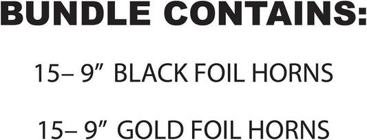 Beistle New Year’s Eve Party Horns – Pack of 30, Black and Gold Foil Noisemakers, Metallic Horns, NYE Noisemakers for Countdown Parties, Holiday Gatherings, and Festive Midnight Celebrations, 9”