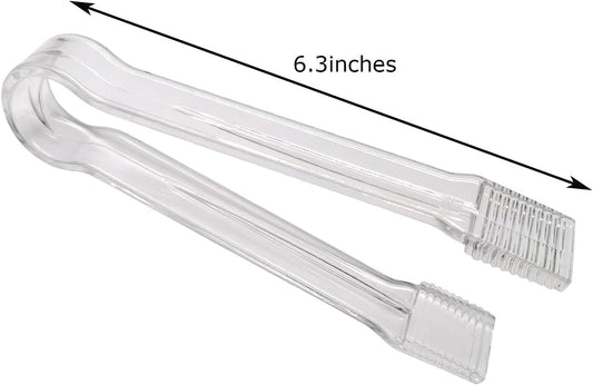 8 Pcs Plastic Buffet Serving Tongs, Clear Kitchen Tongs 6.3 Inch Small Ice Tongs for Tea and Coffee Party Catering Appetizers Salad Desserts Sandwich