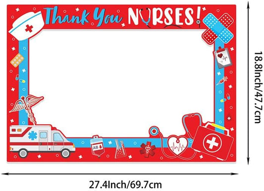 Thank You Nurses Photo Props Frame Nurse Week Photo Booth Props for Selfie Group Photo Nurse Week Party Decorations Supplies