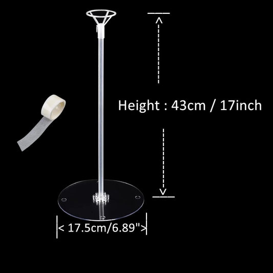 Balloon Sticks with Base, 10 Pack 17"Tall Clear Balloon Stick Stands Holder for Table Top Centerpieces for 10 to 24 inch Balloons Banquet Decor for Birthday /Wedding / Thanksgiving /Bridal Shower Party