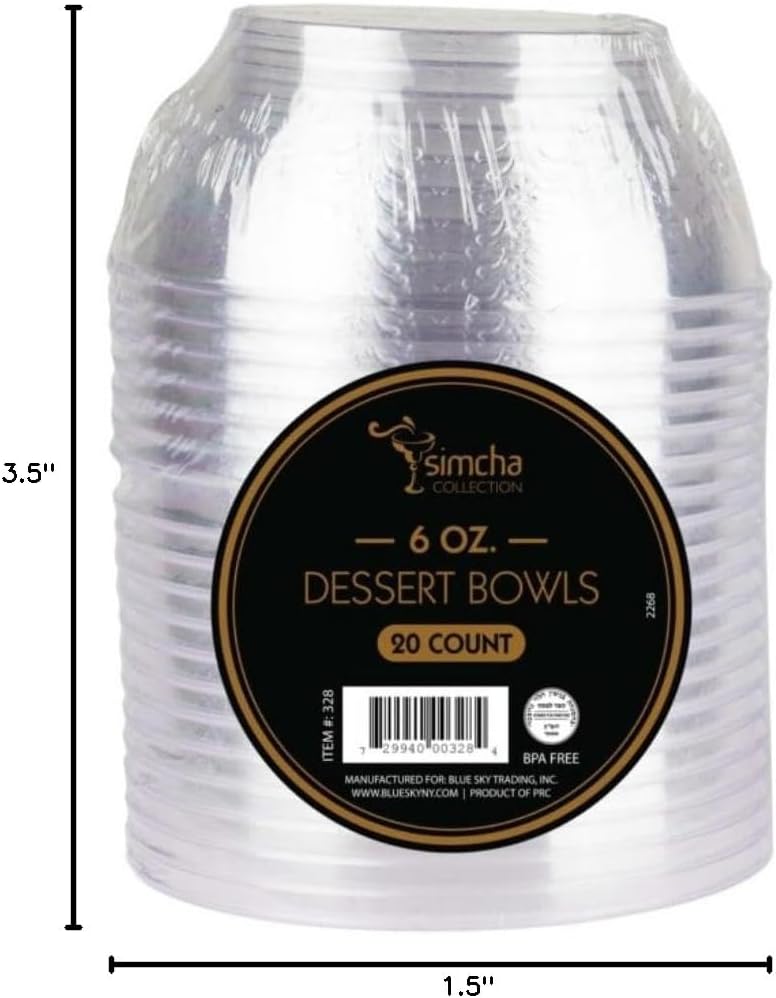 Clear Plastic Serving Bowls for Party - 6 oz, Elegant Disposable Serving Bowls & Chip bowls for Parties & Weddings, Perfect Party Bowls for Serving Food & Candy Bowls for Candy Buffet (20 Count)
