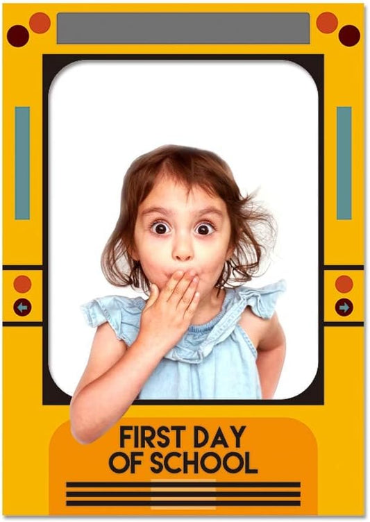 SWYOUN Yellow School Bus First Day of School Back to school Party Photo booth Selfie Frame
