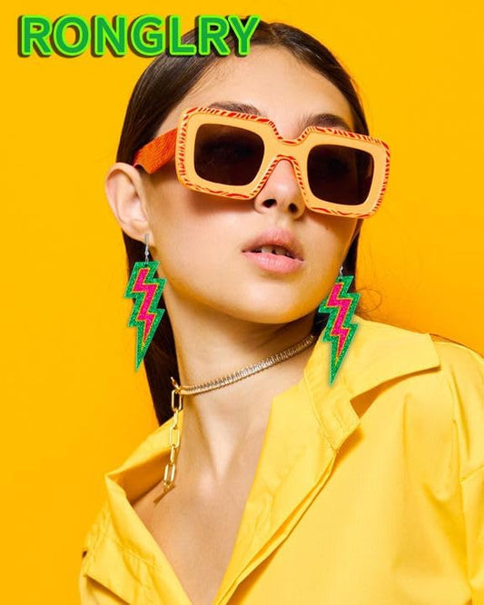 80s 90s Earrings for Women Colorful Lightning Acrylic Drop Earrings Neon Earrings Bulk for 80's 90's Outfit Glow Party Halloween 80s Accessories Jewelry