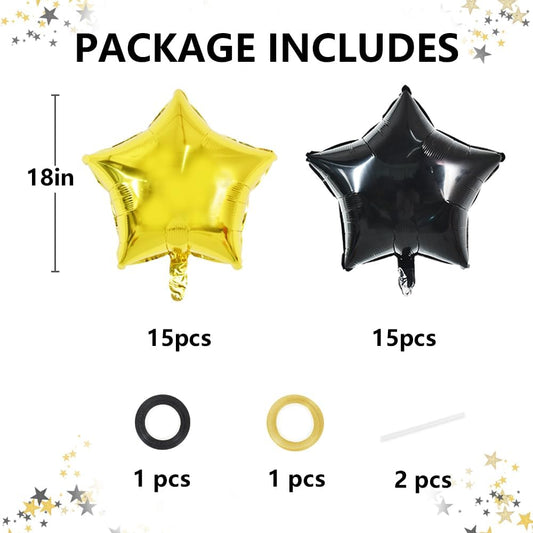 TONIFUL 30Pcs 18 Inch Large Blue Silver Star Shape Foil Balloons Big Stars Helium Mylar Ballons for Birthday Wedding Baby Shower Anniversary Engagement Party Decorations Supplies - Colors A