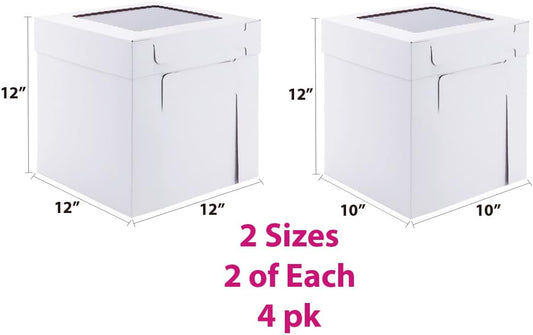 Tall Cake Boxes for Tier Cakes,3 Sizes 6 Pack 8x8x10,10x10x12 and 12x12x12Inch,Sturdy White Tall Cake Box Shipping in 8 10 12 Inch 2 3 Tier for Wedding Layer Tiered Cakes