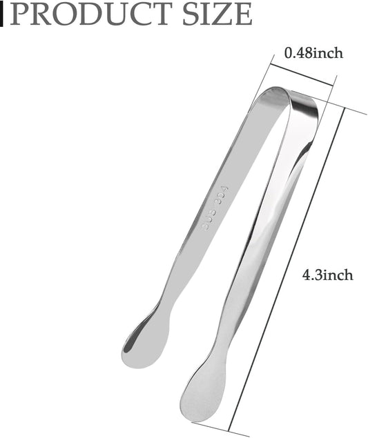 3 Pack Mini Serving Tongs, 4.3 inch Stainless Steel Sugar Tongs, Tiny Ice Tongs for Coffee Bar, Tea Party and Desserts Party