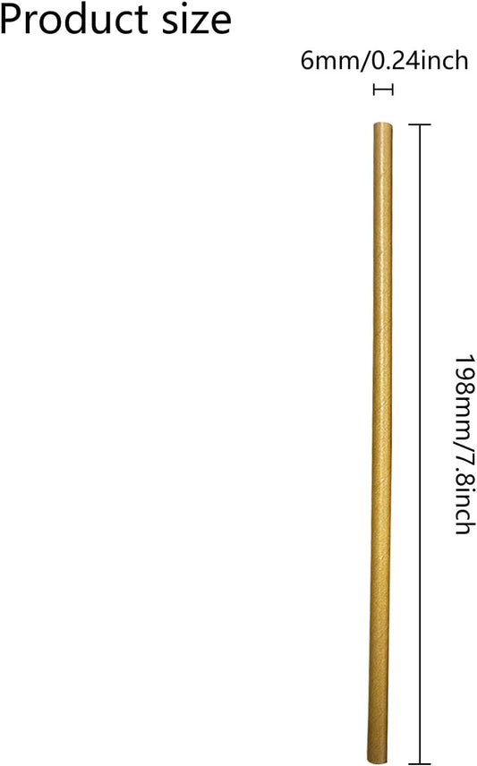 GDMINLO 100 Pack Kraft Paper Straws Biodegradable co-Friendly Drinking Bulk for Party Supplies, Bridal/Baby Shower, Birthday, Mixed Drinks, Weddings, Restaurant, Food Service