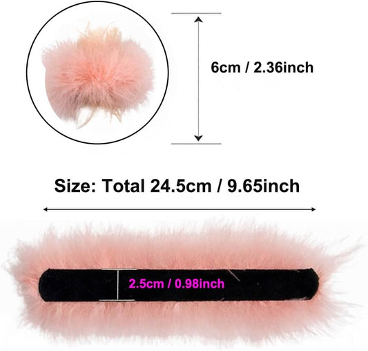 2Pcs Feather Wristbands, 9.65inch Soft Feather Wrist Slap Bracelet Cuffs, Snap Ring, Circle Slap Wrist Decoration Cuffs for Party Decoration