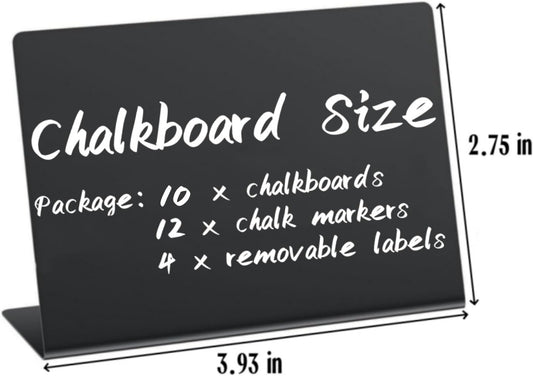 20 Pack Mini Chalkboard Signs Food Labels for Party Buffet, Reusable Small Chalk Boards for Birthday Bakery Wedding Table Signs Food Tags Place Cards (Plastic Chalkboard V-20)