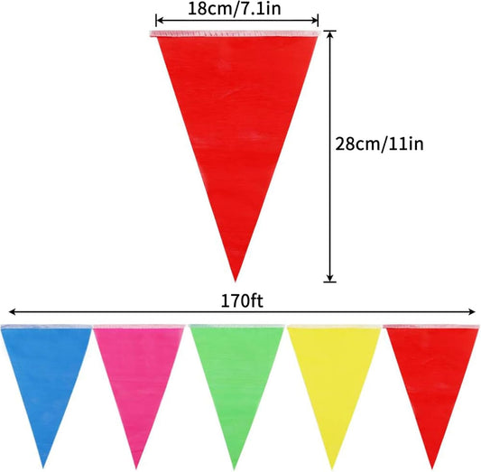 RUBFAC 1020ft 720pcs Colorful Pennant Banner Flags Multicolor Bunting String Triangle Flags Bulk, Garland for Grand Opening, Carnival Theme Birthday Party Decoration Outdoor Events Classroom Decor