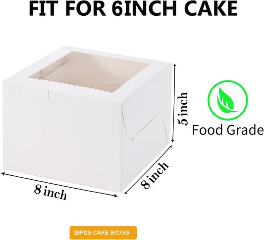 24Pack 10x10x5 inches Cake Boxes, White Cake Boxes With Window,Dessert Pastry Box For Chocolate Covered Strawberries, Wedding/Birthday Baking Fathers Day Gifting, Cupcakes, Donuts