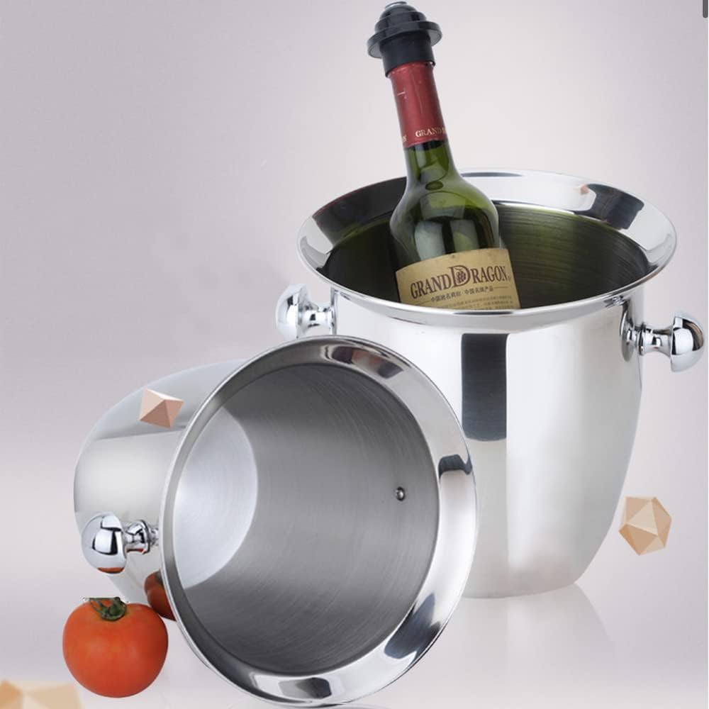 Ice Buckets - Champagne Ice Bucket with Tongs, Golden Trumpet Ice Bucket Stainless Steel Mirror Reflection Wine Cooler for Cocktail Bar Beer Red Wine Liquor Beverages Party,Ice Frozen Longer, 2.5L
