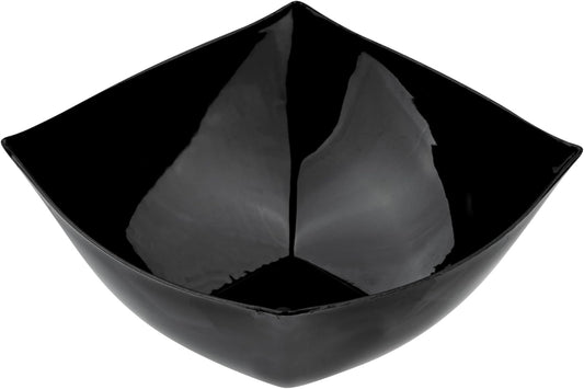 Restaurantware Moderna 32 Ounce Fancy Plastic Bowls 10 Square Disposable Salad Bowls - Durable Heavy-duty White Plastic Bowls For Warm And Cold Foods