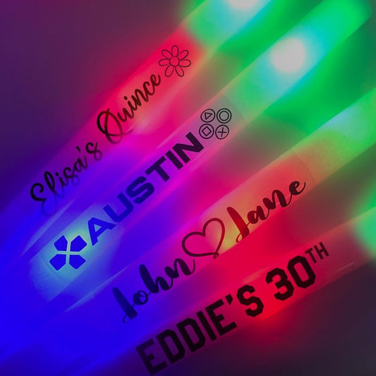Pack of 30 Custom LED Party Foam Light Sticks Batons for Wedding, Parties, Birthdays, Guests, Party, DJ, Concerts, Festivals, Events, 3 Color Lighting Modes Batteries 16"