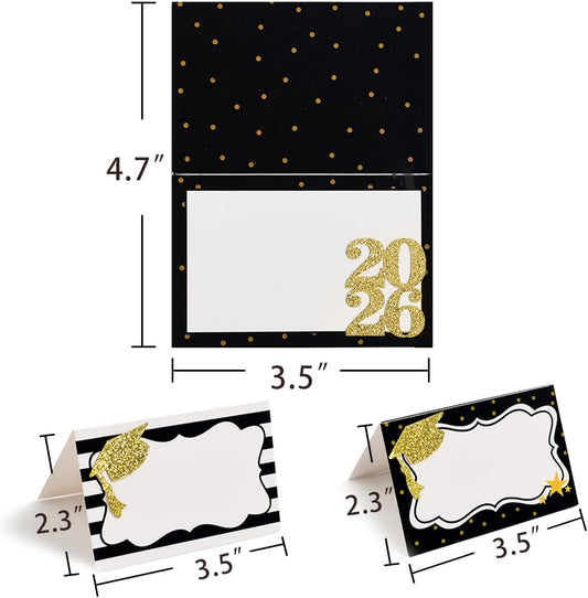 24pcs Graduate Place Cards - Graduation Food Labels for Buffet Table - Cheese Labels & Candy Table Supplies - Reusable Party and Graduation Party Decorations