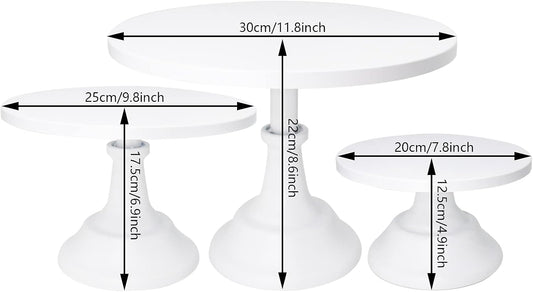 Set of 3 Pieces Cake Stands Iron Cake Holder Dessert Display Plate Serving Tray for Baby Shower Wedding Birthday Party (White)