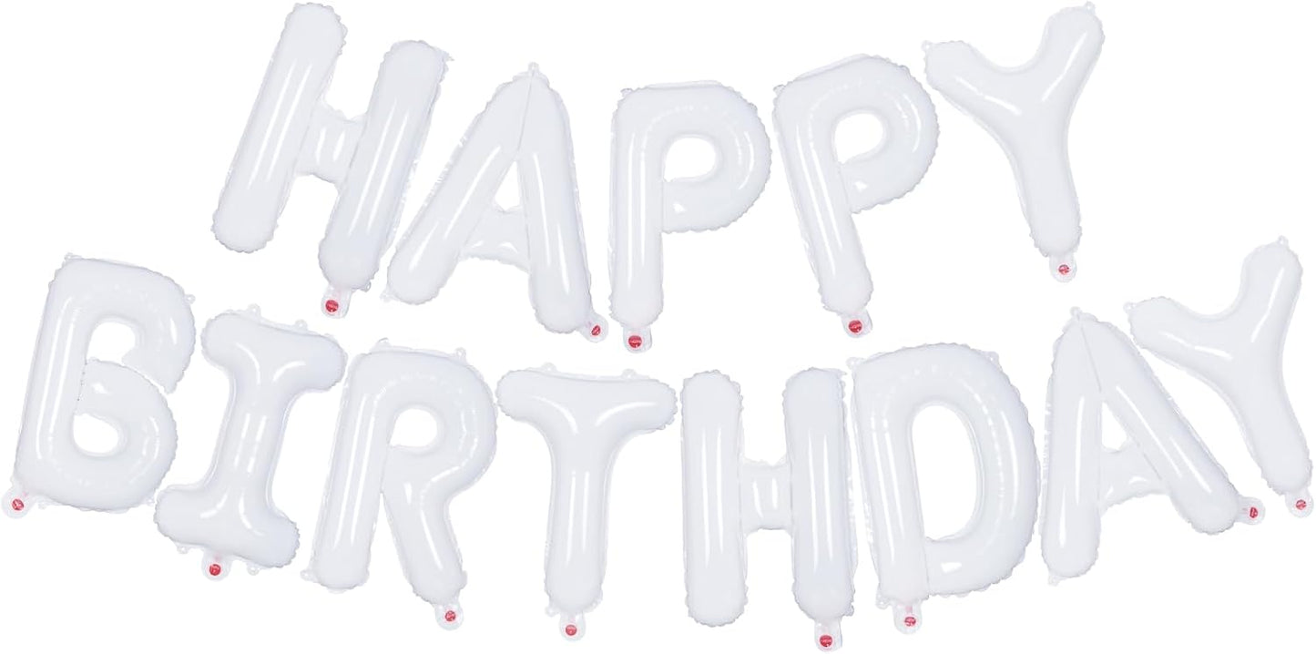 Happy Birthday Balloons Banner, Foil Balloon Personalized Name Letters Balloons Sign Birthday Party Decorations for Women Men Boys Girls Cream