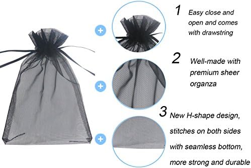 Wudygirl 100pcs 5X7 Inches White Organza Bags Christmas Drawstring Pouches Party Wedding Favor Bags Goodie bags(White 5x7)