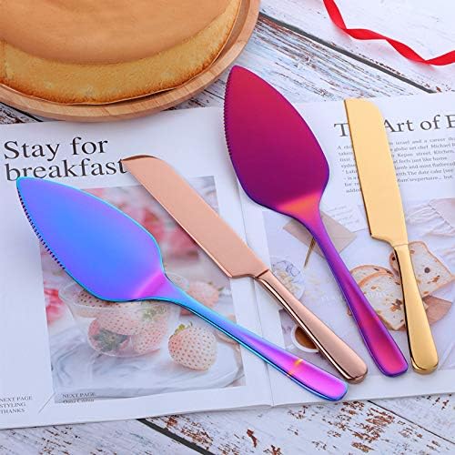 Wedding Cake Knife Server Set, 304 Stainless Steel Spatula Baking Tool Cake Shovel Butter Knives For Pie/Pizza/Cheese (Gold)