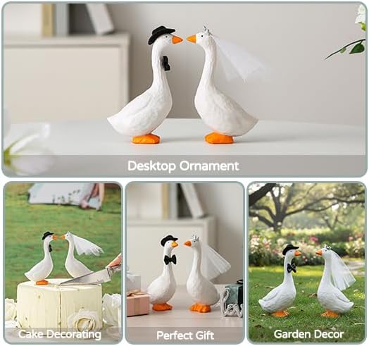 Fun Wedding Cake Toppers Unique Goose Cake Toppers, Couples wedding cake Decorations, Cool and Fun Wedding Cake Topper,Bride and Groom Engagement Anniversary