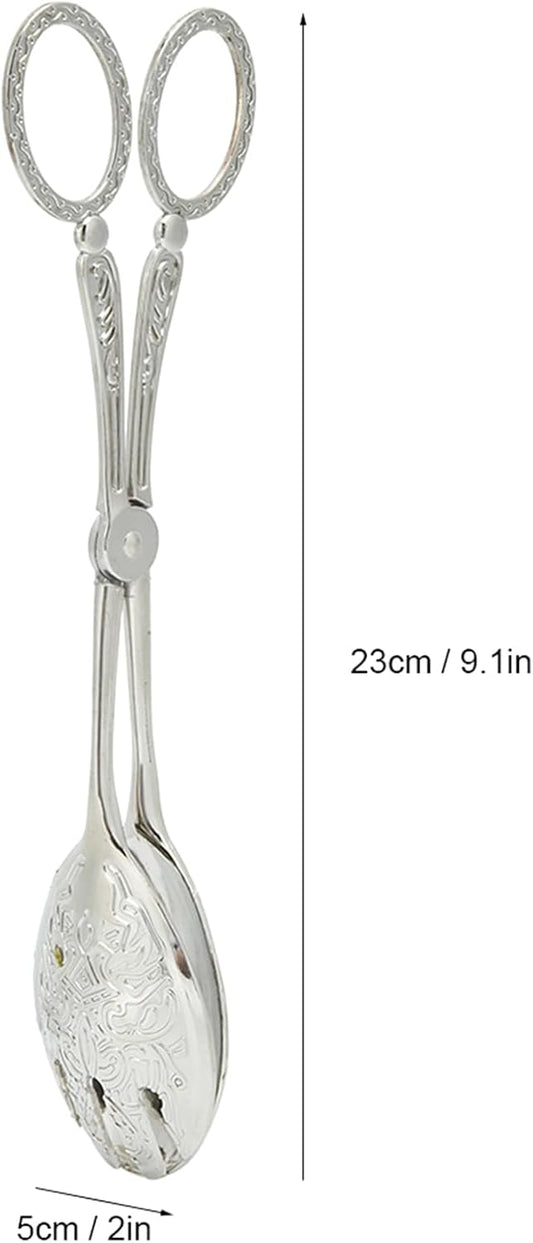 Salad Tongs, Zinc Alloy Kitchen Tongs, Bread Clips with Scissor Handles for Buffet, Appetizers, Party, Serving Food, Cooking