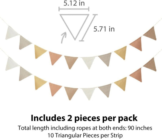3.9ft Half Circle Banner - Pastel Cotton Pennants for Kids Tent, Nursery & Birthday Party Decor Pastel pennant banner | Single Sided Hanging Banners (2-Strip Pack)