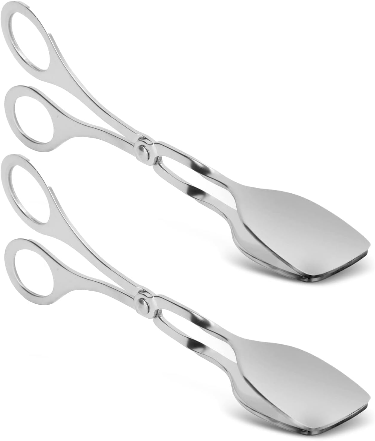 2 Pcs Tongs for Serving Food, Serving Tongs Stainless Steel Buffet Tongs Mini Tongs Bread Clip Food Tongs Scissors Shape Salad Steak Clip for Baking Barbecue Fried