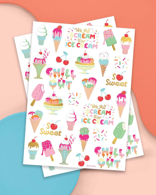 xo, Fetti Ice Cream Birthday Party Temporary Tattoos for Kids - 56 Glitter Styles | Dessert, Sweet Baby Shower Party Supplies, Arts and Crafts