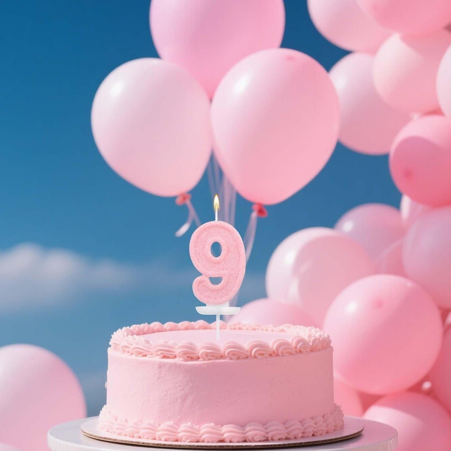 Pink Number One Birthday Candles, Romantic Cake Glitter Pink Number 1st Candles Anniversary Cake First Topper Decoration Cute Birthday Party Supplies for Wedding Anniversary Celebration Supplies (1)