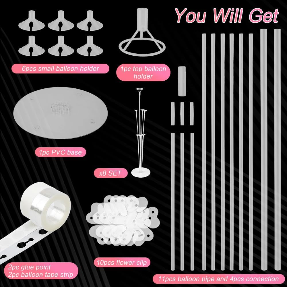 Balloon Stand kit 4 Sets 10 Pcs Balloon Arch Kit Balloons Sticks with Base Balloons Tape Balloon Arch Stands for Table Floor Party Baby Shower Decorations Table Centerpiece Decor Wedding Birthday