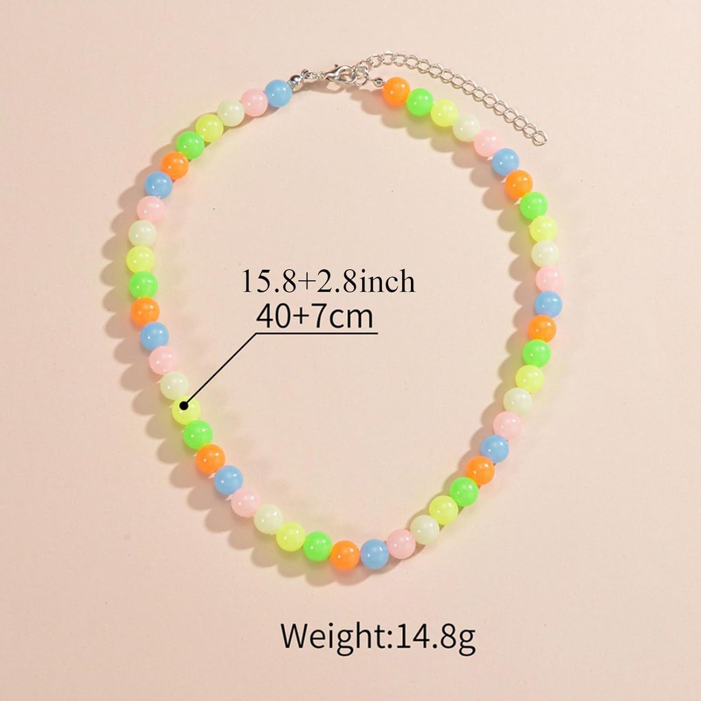 POYAMUSE Glow in the Dark Beads Necklace Luminous Acrylic UV Reactive Jewelry Color Changing Light Up Necklace