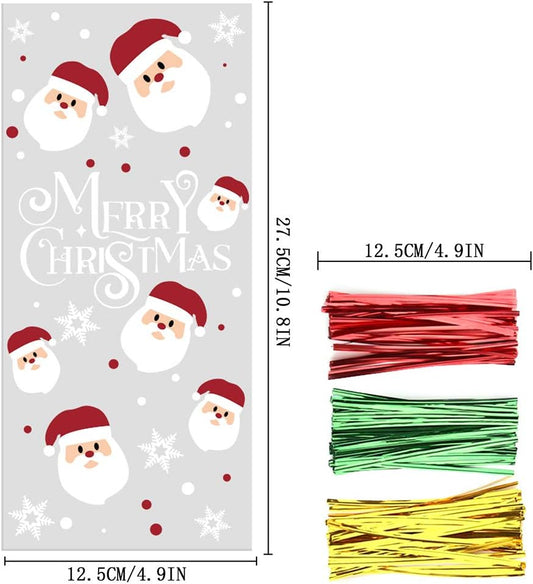 CCINEE 150 Pcs Cellophane Treat Bags, 5 X 11 Inches Gold Star Print Clear Gift Wrap Candy Bags Goodie Bags with Twist Ties for Wedding, Birthday Party Favors, Bakery, and Gift Packaging