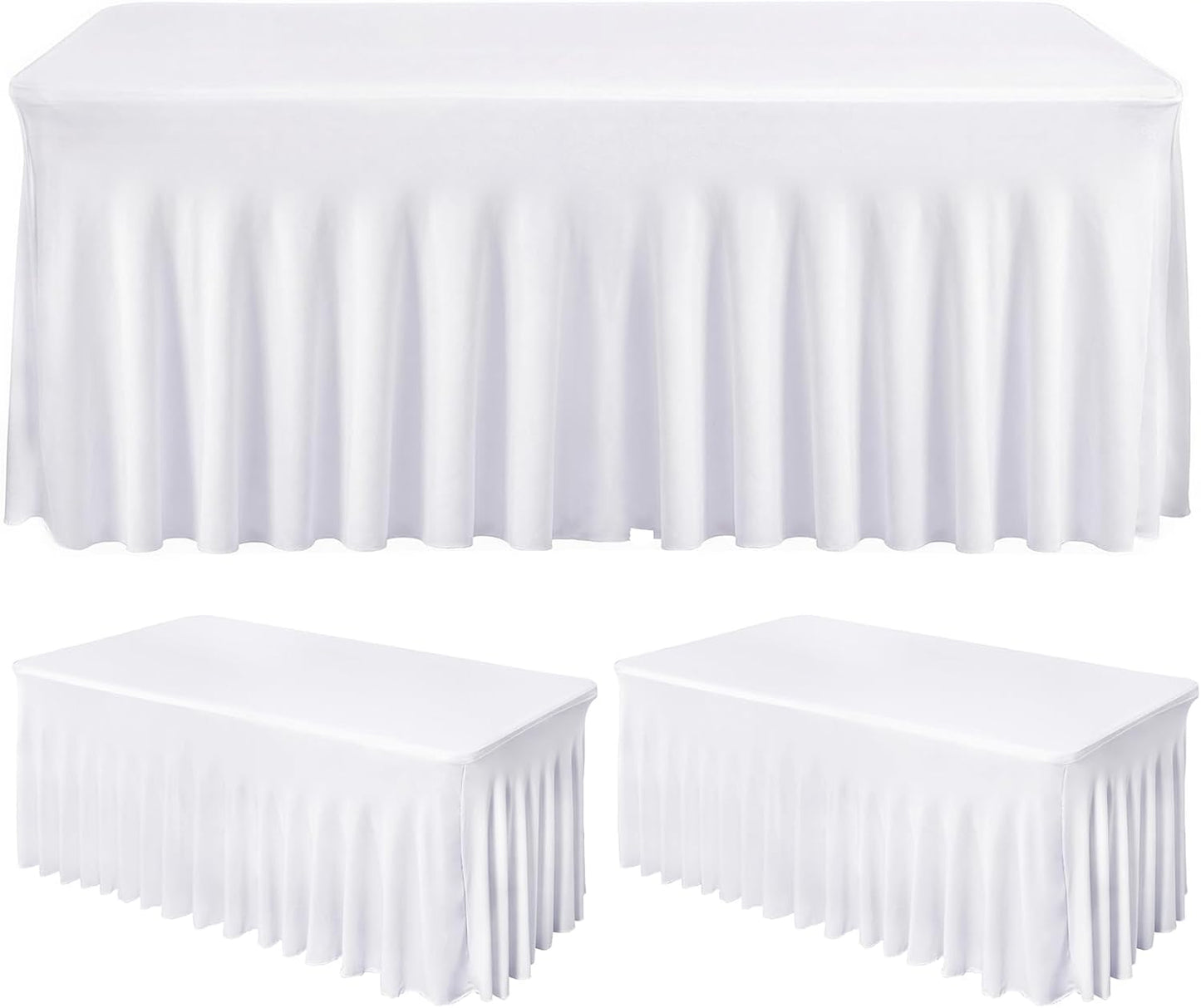 Fixwal Black Spandex Tablecloth for Rectangle Table 6ft, Table Skirt for Folding Table, Table Cover for Party, Show, Wedding and Birthday