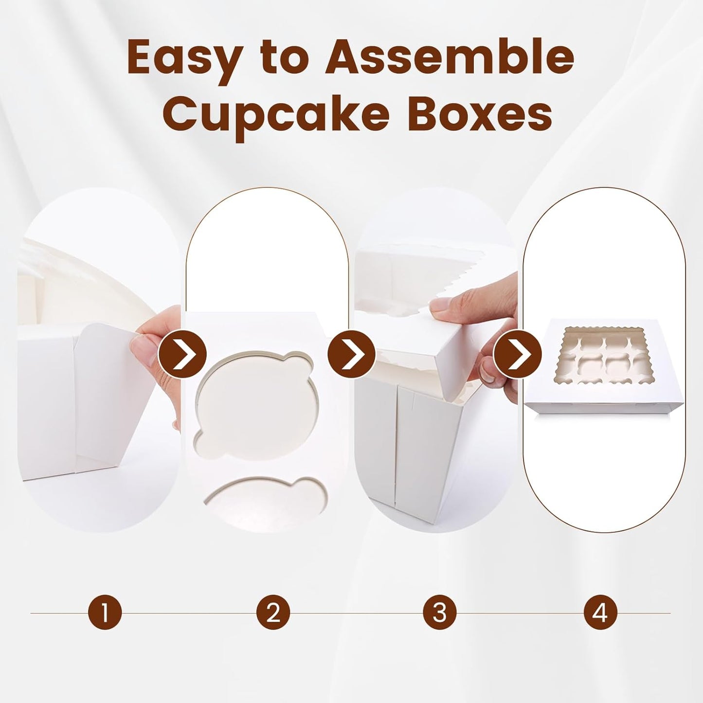 12PCS Cupcake Boxes 12 Count Cupcake Container with Window White Cupcake Holder Holding 144 Cupcakes for Birthday Holiday Party Bakery Supplies