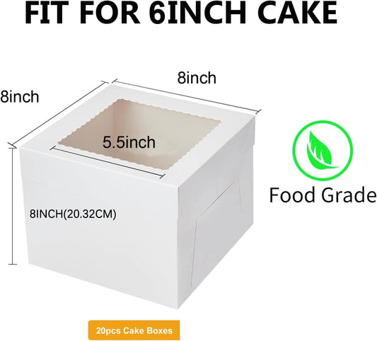 24Pcs Cake Boxes 10 Inch (24pcs boxes), 10X10X8 Inch Square White Bakery Boxes With Windown For Baking, Cajas Pasteles, Cookie, Pastries, Pie, Wedding, Birthday, Fathers day