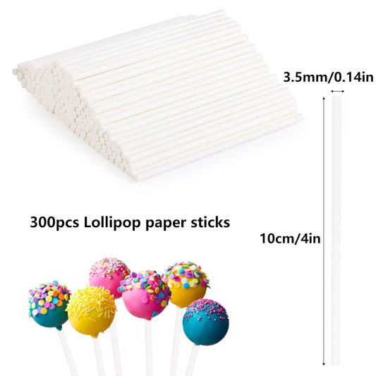 500Pcs 6 Inch White Paper Lollipop Sticks, Paper Sucker Sticks, Cake Pop Stick for Cake Toppers, Chocolate,Cookie,Rainbow Candy