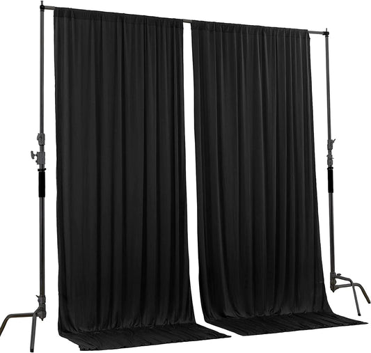 AK TRADING CO. 10 feet x 10 feet IFR Polyester Backdrop Drapes Curtains Panels with Rod Pockets - Wedding Ceremony Party Home Window Decorations - Black - Colors B