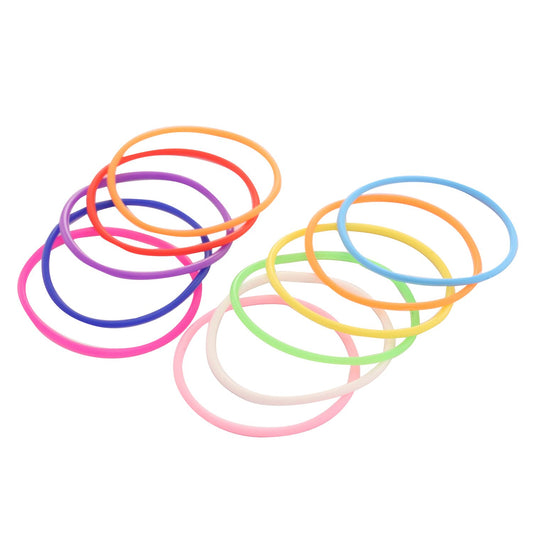 120 Pieces Silicone Jelly Bracelets Glow Neon 80s Rubber Bracelets Gel Gummy Elastic Hair Ties for Adults, Women, Kids, Girl, Party Favors (10 Colors)